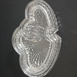 Clear Double Heart-Shaped Glass Trinket Dish